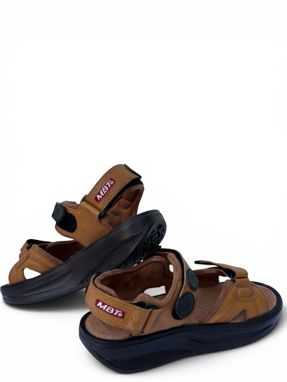 MBT Kisumu 3S Tan Leather Sport Sandals with Adjustable Straps Rocker Sole